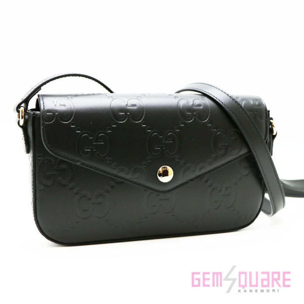 GUCCI GG Super Shoulder Bag Black Calfskin